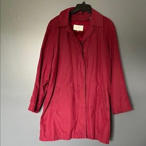 London Fog Women's Burgundy Single-Breasted Trench Coat Size XL - Zip Out Liner